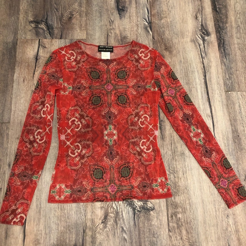 issey miyake semi-sheer long sleeve